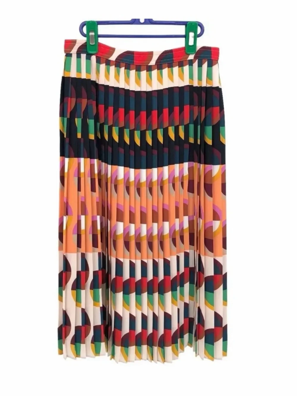 J.Crew Pleated Midi Skirt Size 10 Multicolor Geometric Print